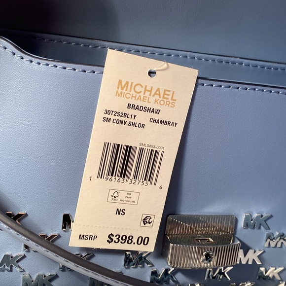 Michael Kors Crossbody Purse Bradshaw Chambray Logo bag Purse Blue - Picture 6 of 6